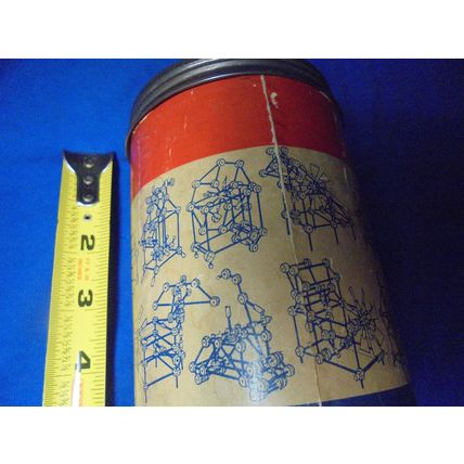 1953 TINKERTOYS CANISTER w/ Sticks& Connectors!! One Foot Tall! $30.00 Shipped