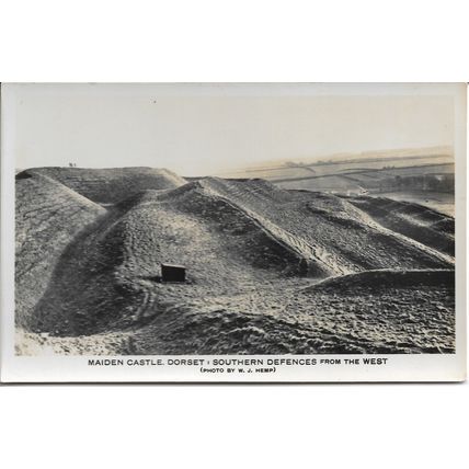 Maiden Castle, Dorset, England, UK - Southern Defences - Real Photo Postcard