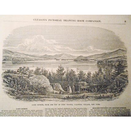 1854 Lake George From Top of Fort George Caldwell Village + Bedford Township PA