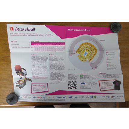 2012 LONDON OLYMPICS ORIGINAL £125 TICKET FOR BASKETBALL + SPECTATOR GUIDE