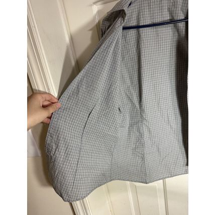 WOMENS Port Authority Long Sleeve Plaid Button Up Shirt Grey W/Purple Leaf Sz M