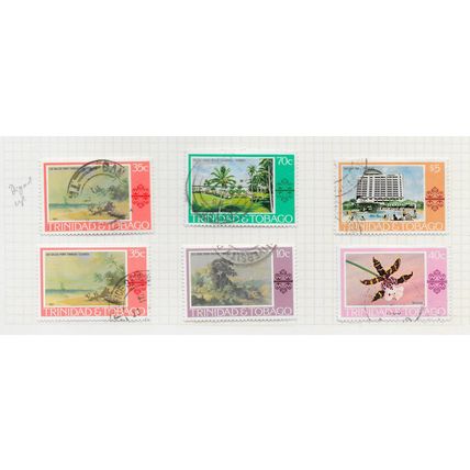 TRINIDAD & TOBAGO 1976 1978 HOTEL ORCHID PAINTING USED 16 STAMP LOT INC $5 SG495