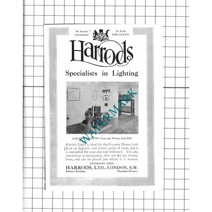 Harrods Ltd London Lighting Advert - 1914 Small Clipping