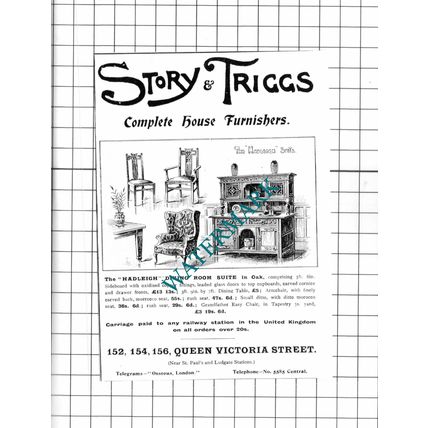 Story & Triggs Furnishers London Small Advert - 1903 Clipping