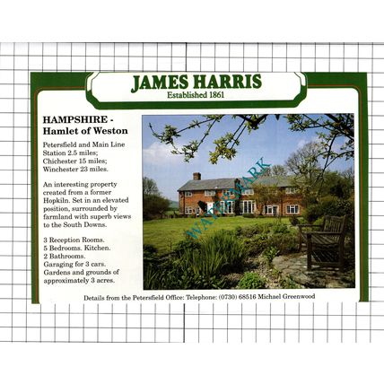 Weston Hampshire Petersfield Hopkiln House Sale Advert- 1991 Cutting