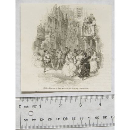 1860s engraving - Playing at Bucklers - Maids dancing for Garlands
