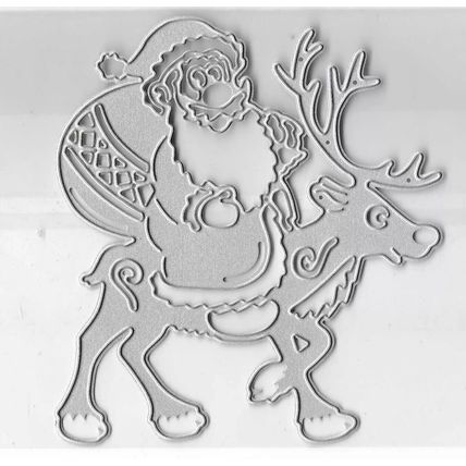 Santa & Reindeer Die. App 9.5x10.5cm. Die Cutting Cardmaking Scrapbooking Crafts