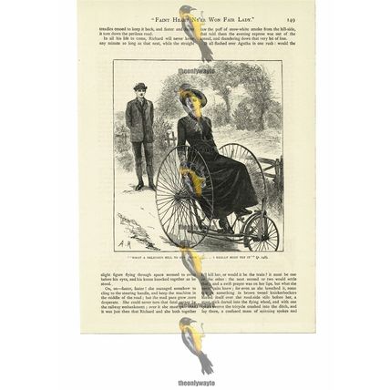 Woman On Wheels, Romantic Victorian Book Illustration (Print), 1884