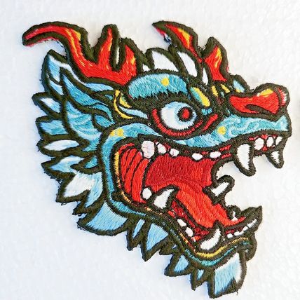 Pair of Oriental Dragons Sew On Patch Embroidered Badge 11 cm x 11 cm P085