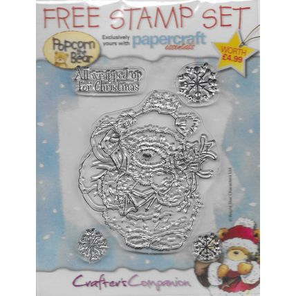 Crafter's Companion. Popcorn The Bear Christmas Stamp Set. Stamping. Cardmaking