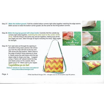 Pink Sand Beach Designs #122 Aruba Purse/Shoulder Bag Instructions 13x11x3”