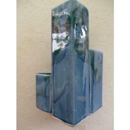 Cornish Lamorna Pottery desk tidy, blue colourway