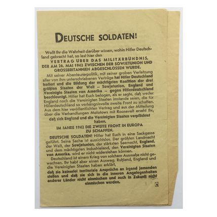 Original WW2 Soviet/Russian Air Drop Leaflet. - Code 1604 (and 1581). - 1942.
