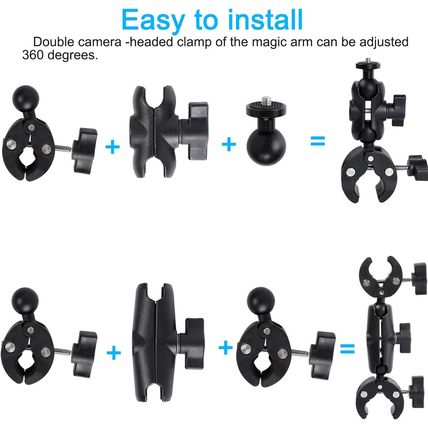 Pellking Motorcycle Mount Kit for Insta360 One X5 X4 X3 X2 RS- Double Clamps Han