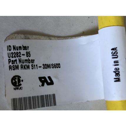 TURCK ROBOTIC CABLE ASSEMBLY CORDSET U2282-85 3107U RSM RKM 511-30M/S600,EV
