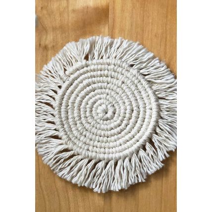Beige Boho Tassel Macrame Placemats 15*15cm