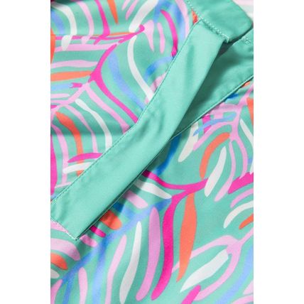 Green Abstract Print Split Neck Bracelet Sleeve Shift Dress