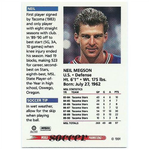 1991 Soccer Shots MSL - #088 - Neil Megson