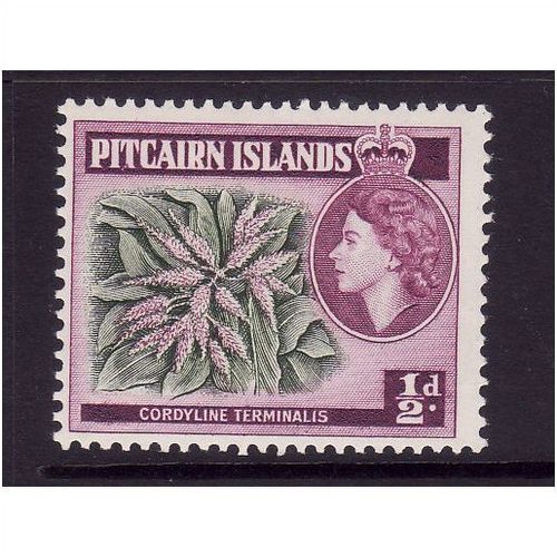 PITCAIRN ISLANDS 1957 1/2d CORDYLINE GREEN AND REDDISH LILAC M /MINT