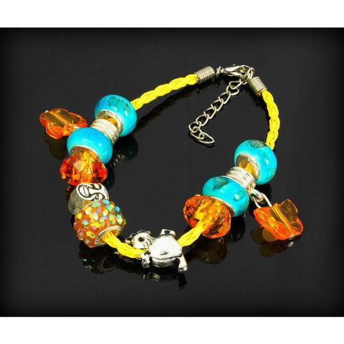 Fully Loaded Woven Bracelet Disco Ball Crystal Charm Euro Bead Jewellery 2507