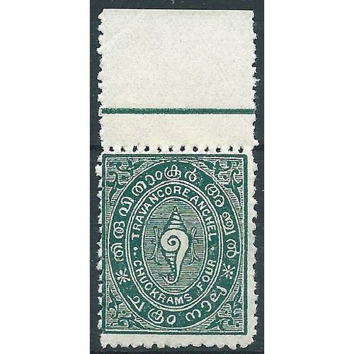 Travancore (IFS) 1925 SG45 4 Cash Grey Green Mounted Mint ....