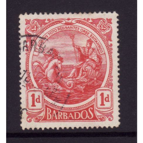BARBADOS 1916 SG 183a 1d CARMINE RED FINE USED