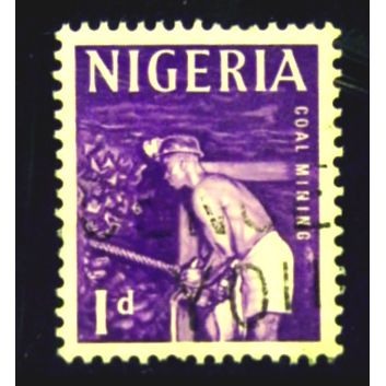 NIGERIA 1961 SG 90 1d REDDISH VIOLET COAL MINING FINE USED #