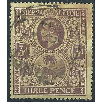 Sierra Leone 1921 SG116ba 3d Purple/Pale Yellow Fine Used . . ..