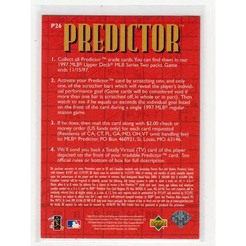 1997 Upper Deck Predictor Ken Griffey, Jr. baseball card #P26 - Mariners