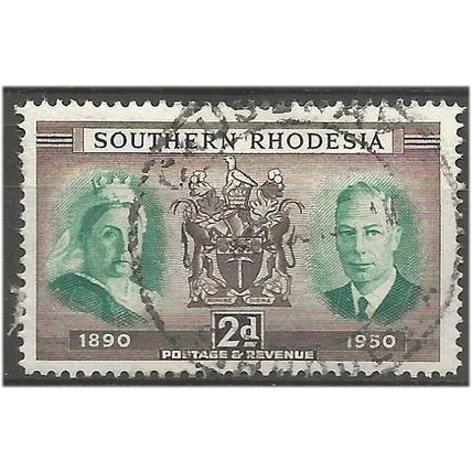 Southern Rhodesia 1950 SG70 2d Green & Brown Golden Jubilee Fine Used . .. .