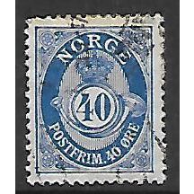NORWAY 1893 POST HORN TYPE D 40 ORE BLUE SG 152 FINE USED#