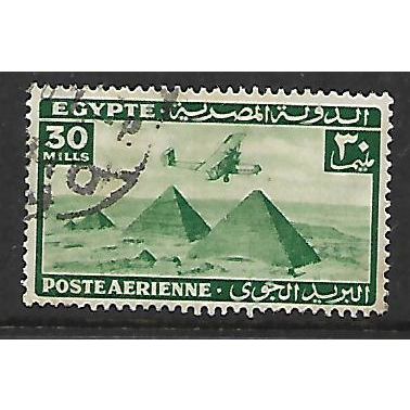 EGYPT 1941 AIR 30M GREEN HANDLEY PAGE HP 42 OVER PYRAMIDS SG288 FINE USED#2