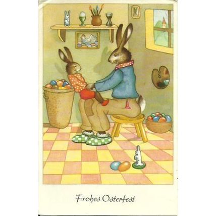 Art ANTHROPOMORPHIC RABBITS Postcard