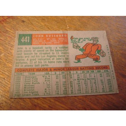 1959 Topps, JOHN ROSEBORO, #441, Dodgers