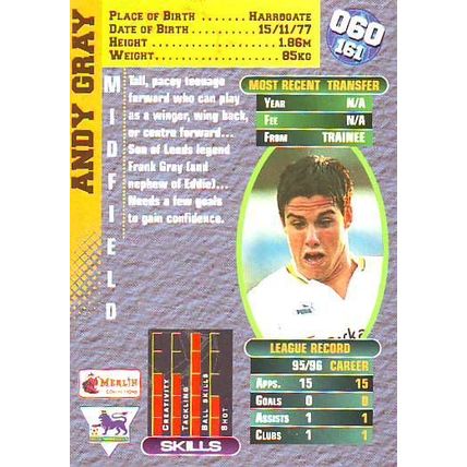 Merlin Premier Gold English Premier League 1996/97 Andy Gray