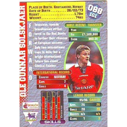 Merlin Premier Gold English Premier League 1996/97 Ole Gunnar Solskjaer