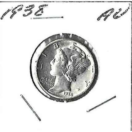 1938 US Silver Mercury Dime AU