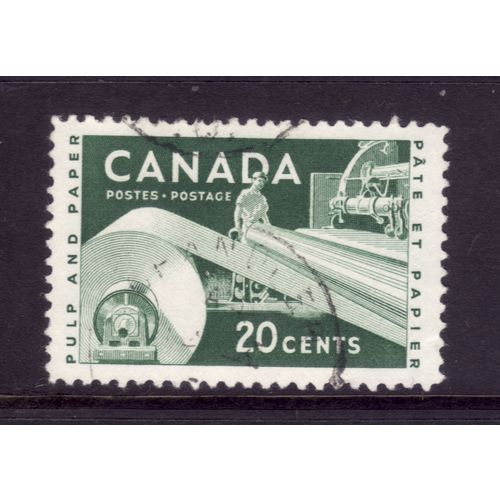 CANADA 1956 SG 488 20c GREEN PULP AND PAPER INDUSTRY FINE USED #2