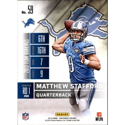 2014 Football Panini Contenders Matthew Stafford