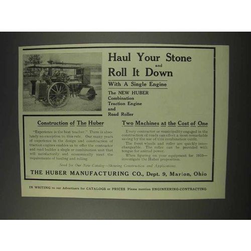 1910 Huber Combination Traction Engine & Road Roller Ad