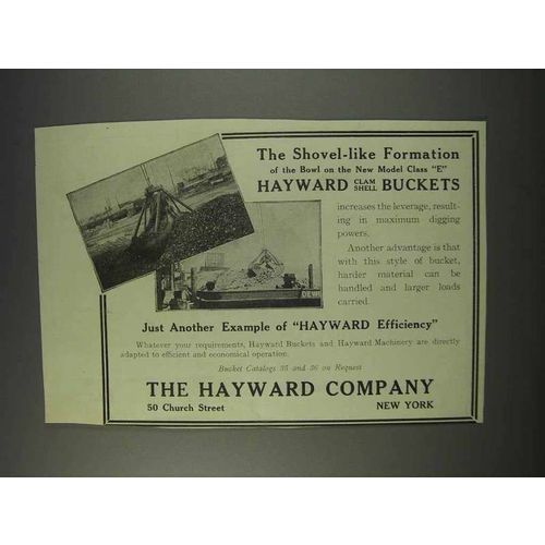 1910 Hayward Model Class E Clam Shell Buckets Ad