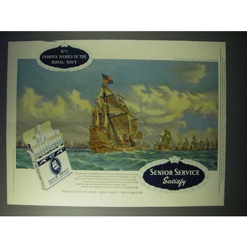 1958 Senior Service Cigarette Ad - H.M.S. Ark Royal