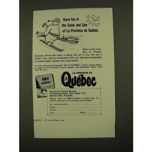 1960 Quebec Canada Ad - Have Fun in the Snow and Sun