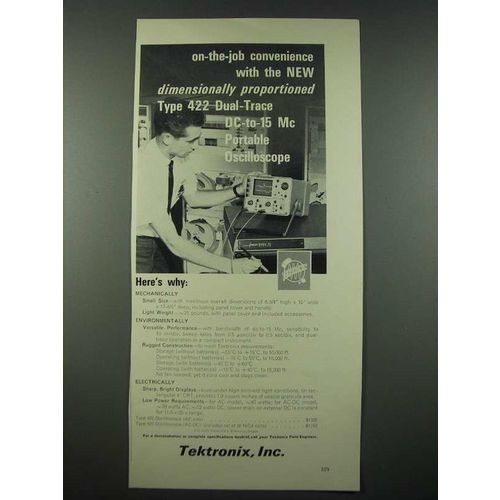 1965 Textronix Type 422 Dual-Trace Portable Oscilloscope Ad