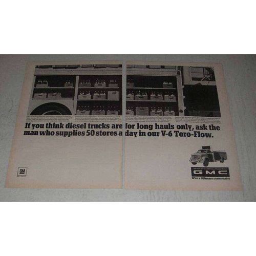 1967 GMC Truck Ad - Supplies 50 Stores a Day in V-6