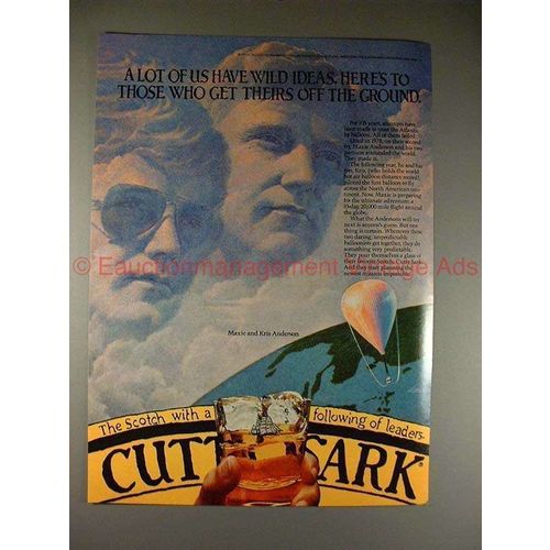 1982 Cutty Sark Scotch Ad w/ Maxie & Kris Anderson!!