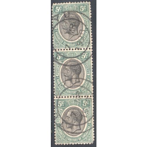 Tanganyika - 1927 - SG96 - 5c black/green - KGV x 3 - used