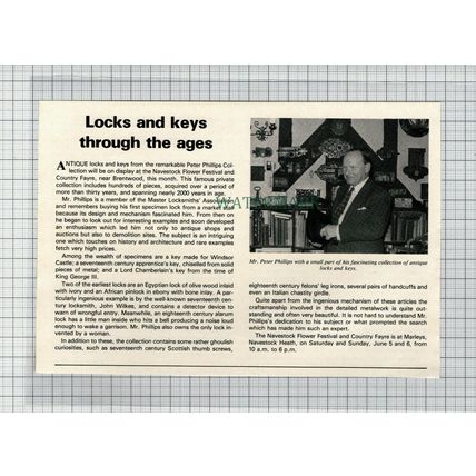 C7465) Mr Peter Phillips Master Locksmiths Association Essex - 1982 Cutting