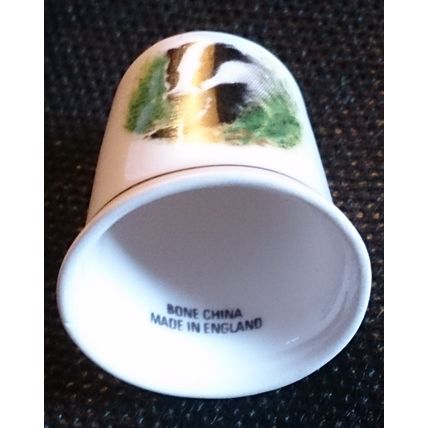 Thimble: English Bone China: Badger