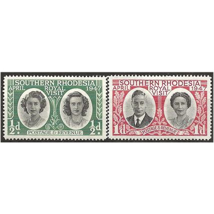 Southern Rhodesia 1947 Royal Visit Set SG62-63 Mounted Mint . .. .